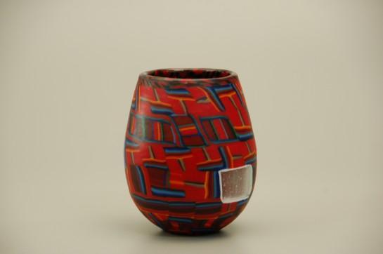 Stulet kärl av glas nr. 60/100M. 14 cm högh x 12 cm diameter